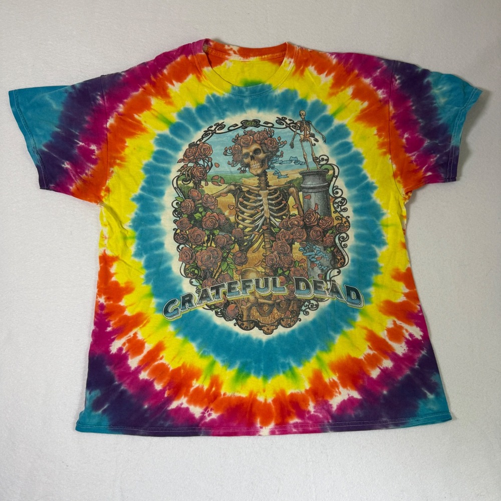 Liquid Blue Grateful Dead Bertha Tie Dye Shirt XL 1998 Skeleton Roses Vintage